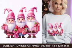 Pink Christmas gnomes- Christmas gnomes sublimation Product Image 1