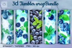 5 Blueberry Tumbler Sublimations , 20 oz Tumbler Wraps Product Image 1