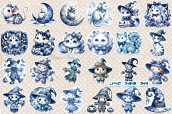 Blue Halloween Stickers Printable BUNDLE | Spooky season PNG Product Image 6