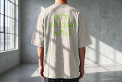 Oversized Back Tshirt Mockup PSD Male Model Product Image 5