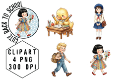 Watercolor Cute Back to School Png Clipart Product Image 1
