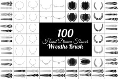 100 Hand Drawn Wreaths Brush Bundle Product Image 1