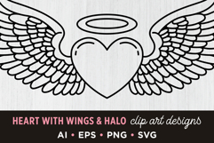 Heart with Wings and Halo Clip Art Product Image 1