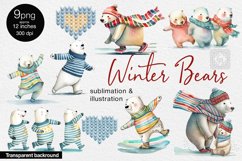 Winter Bears 9 Watercolor Cliparts PNG sublimation Product Image 1