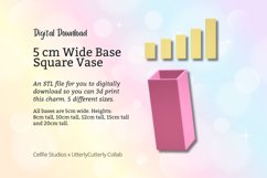 5cm Wide Base, Square Vase STL File - Digital Download -5 Si Product Image 1
