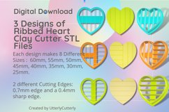 3 Designs of Ribbed Heart Clay Cutter - Cookie Cutter STL Product Image 1