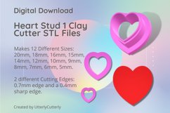 Stud Micro Heart 1 Clay Cutter - Cookie Cutter STL File Product Image 1