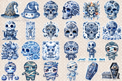 Blue Halloween Stickers Printable BUNDLE | Spooky season PNG Product Image 7