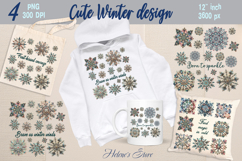 Christmas snowflakes BUNDLE | Cute Winter flower design png Product Image 6