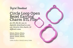 Circle Loop Open Back Bezel 2 Earring Charm STL File - Digit Product Image 1