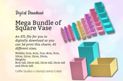 Mega Bundle Square Vase STL File - Digital Download -45 Size Product Image 1