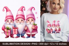 Pink Christmas gnomes- Christmas gnomes sublimation Product Image 1