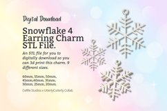 Snowflake 4 Earring Charm STL File - Digital Download -9 Siz Product Image 1