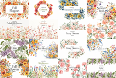 Big Watercolor Flowers Bundle 300 Floral Bouquets, Borders Product Image 6