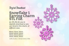Snowflake 1 Earring Charm STL File - Digital Download -12 Si Product Image 1