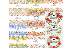 Big Watercolor Flowers Bundle 300 Floral Bouquets, Borders Product Image 6