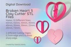 Broken Heart 5 Clay Cutter - Cookie Cutter STL File Product Image 1