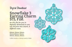 Snowflake 3 Earring Charm STL File - Digital Download -9 Siz Product Image 1