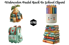watercolor pastel back to school Png Clipart Product Image 1