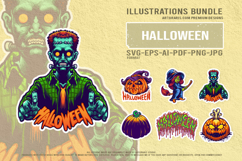 Halloween Horror Cartoon Pack With Pumpkin Witch And Zombie Product Image 1