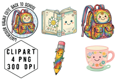 Watercolor Cute Back to School Png Clipart Product Image 1