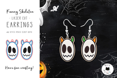 Halloween Laser Cut Earrings | Skeleton Laser SVG Product Image 1