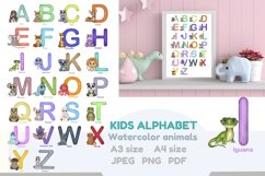 Kids Alphabet. Watercolor animals alphabet ready for print. Product Image 1