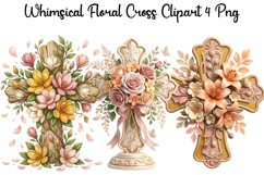 Whimsical Floral Cross Png Clipart Product Image 1