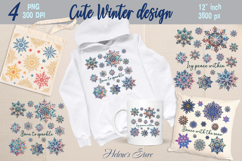 Christmas snowflakes BUNDLE | Cute Winter flower design png Product Image 7