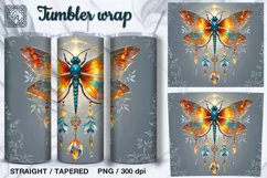 Dragonfly Tumbler Sublimation, 20oz Tumbler Wrap Product Image 1
