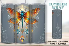 Dragonfly Tumbler Sublimation, 20oz Tumbler Wrap Product Image 2