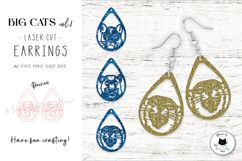 Big Cats Vol.1 | Animal Teardrop Earrings Laser Cut SVG Product Image 1
