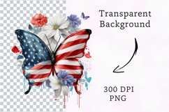 Patriotic Butterfly PNG Sublimation Design Product Image 2