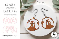 Chow Chow Dog Earrings Laser Cut File | Laser Jewelry Product Image 1