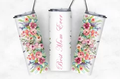 Watercolor Best Mom tumbler wrap - 20oz Straight Product Image 2