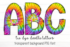 Tie Dye Colorful Rainbow Doodle Letter Alphabet PNG Product Image 1