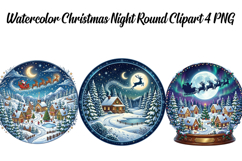 Watercolor Christmas Night Round Png Clipart Product Image 1