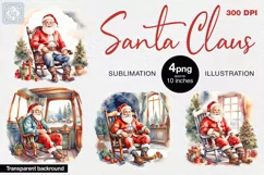 Watercolor Santa Claus 4 PNG sublimation Product Image 1