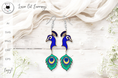 Peacock Earrings Laser Cut SVG | Animal Laser Earrings Product Image 1