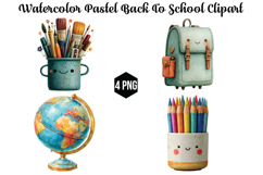 watercolor pastel back to school Png Clipart Product Image 1
