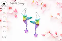 Hummingbird Laser Cut Earrings SVG | Animal Laser Cut Product Image 1
