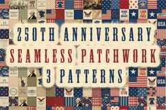 250th Anniversary USA Seamless Patchwork Patterns - 3 JPGs Product Image 1