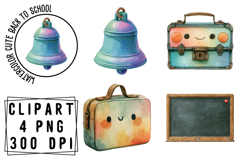 Watercolor Cute Back to School Png Clipart Product Image 1