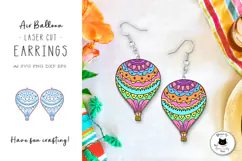 Colorful Air Balloon Laser Cut Earrings SVG File Product Image 1