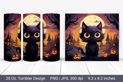 Black cat tumbler wrap- Cute halloween tumbler Product Image 1
