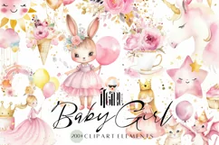 Baby Girl Nursery Watercolor Clipart Product Image 1