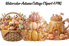 Watercolor Autumn Cottage Png Clipart Product Image 1