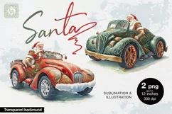 Watercolor Santa cliparts. 2 PNG sublimation Product Image 1