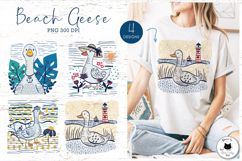 Silly Summer Goose Clipart | Beach Sublimation Designs Product Image 1