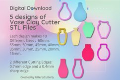 5 Design Vase Bundle Clay Cutter - Cookie Cutter STL File Product Image 1